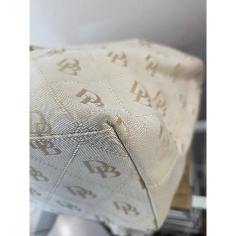 Dooney & Bourke Monogram Jacquard Canvas Hobo Bag Beige‎ Tan Leather Trim